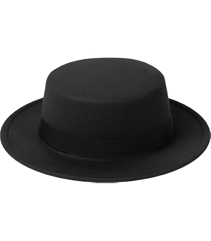 Black Wool Blend Fedora Hat, Wide Flat Brim Panama Jazz Derby Cap